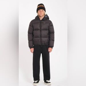 Volcom Iconic Black Hooded Puffer Jacket-Junior Size 18-20-NWT